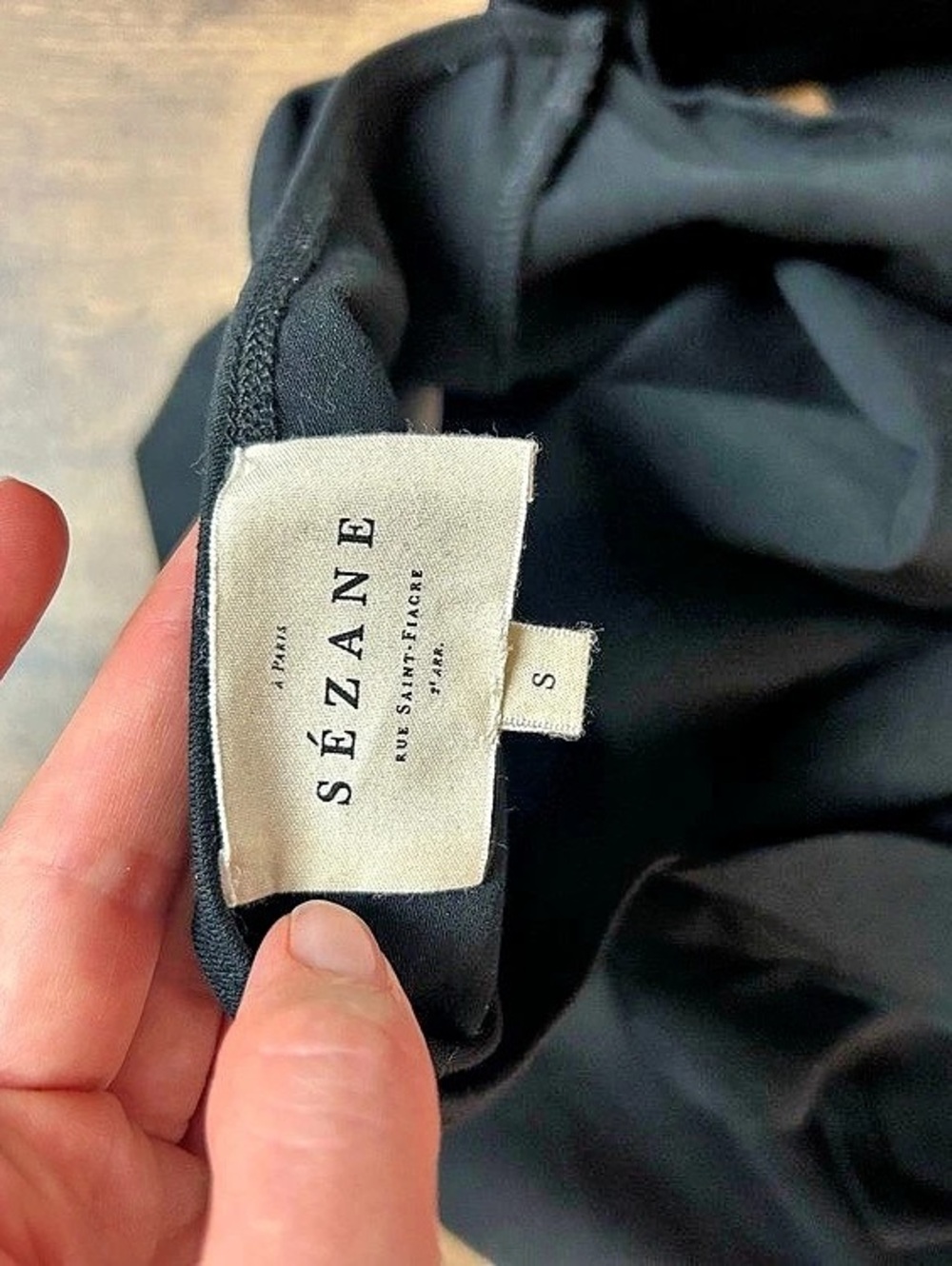 Sezane Anissa T-Shirt Black Size Small - Picture 5 of 5